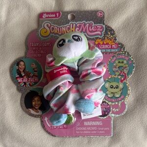 Plush Panda Hair Scrunchie - Pink, White & Green